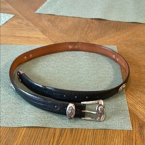 Black Leather Belt with Silver Buckle